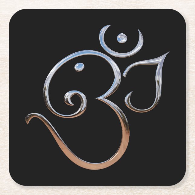 OM-Symbol Rechteckiger Pappuntersetzer (Vorderseite)