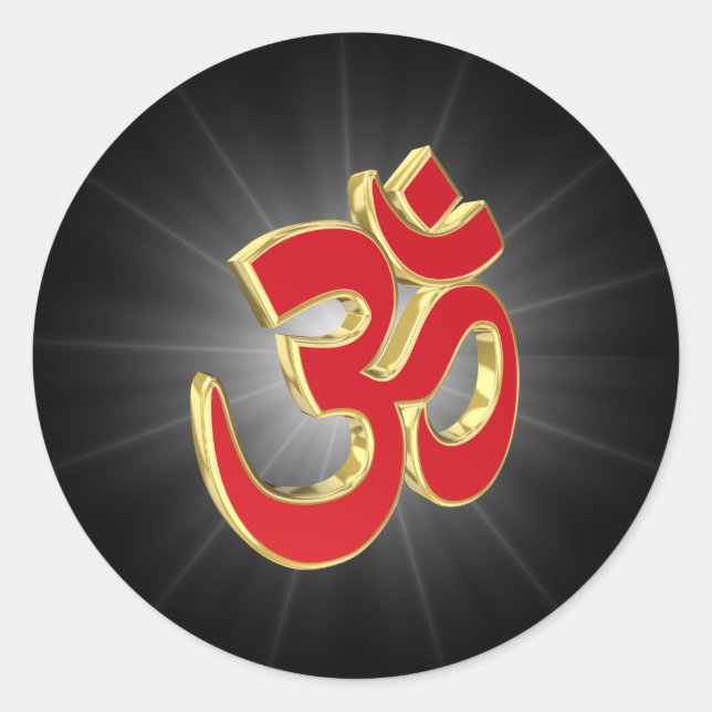 Om-Symbol Runder Aufkleber (Vorderseite)