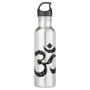 Om Symbol Schwarz und Weiß Edelstahlflasche