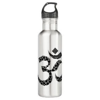 Om Symbol Schwarz und Weiß Edelstahlflasche