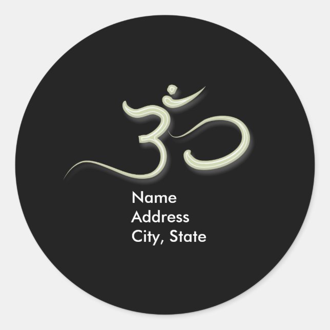 Om Symbol Umschlag Aufkleber/DIY Hintergrund Farbe Runder Aufkleber (Vorderseite)