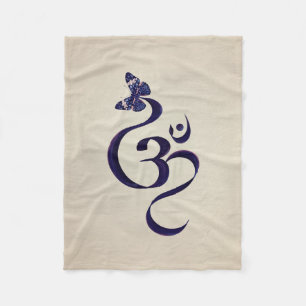 OM-Symbol und Schmetterling - Wasserfarbe Fleecedecke