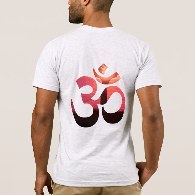 Om Tree Sun Mantra Yoga Mens doppelseitig T-Shirt (Rückseite)