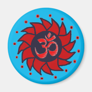 Om und Rotes Pinrad - Yoga-Magnete Magnet
