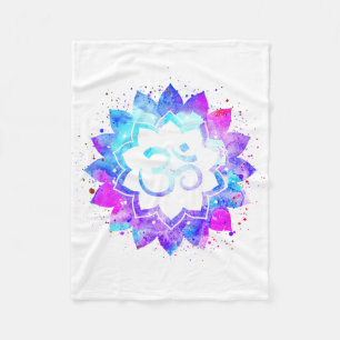 *~* OM Weiß rosa Lila Lotus Blume Mandala Fleecedecke