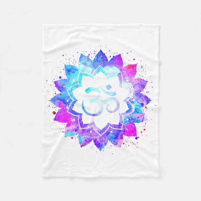 *~* OM Weißrosa Lila Lotus Blume Mandala Fleecedecke (Vorderseite)