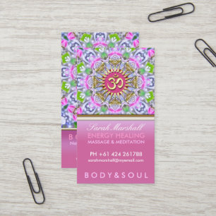 OM-Yoga-Energie-heilende rosa Schein-Visitenkarten Visitenkarte