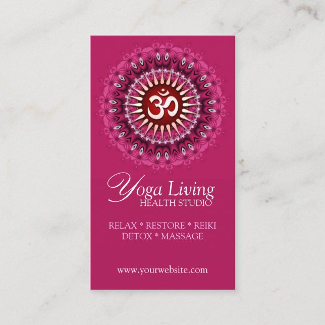 Om Yoga Pink Mandala New Age Business Cards Visitenkarte (Vorderseite)