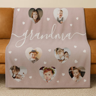 Oma 10-Foto Collage Elegantes Script Dusty Pink Fleecedecke