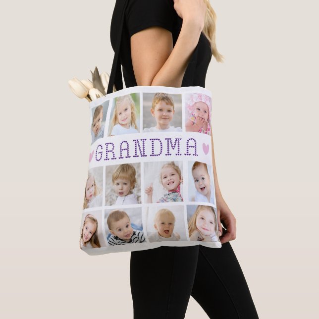 Oma 12 Foto Collage Herz Custom Colors Tasche (Von Nahem)