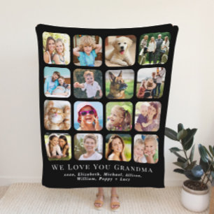 Oma 16 Schwarze FotoCollage Sherpadecke