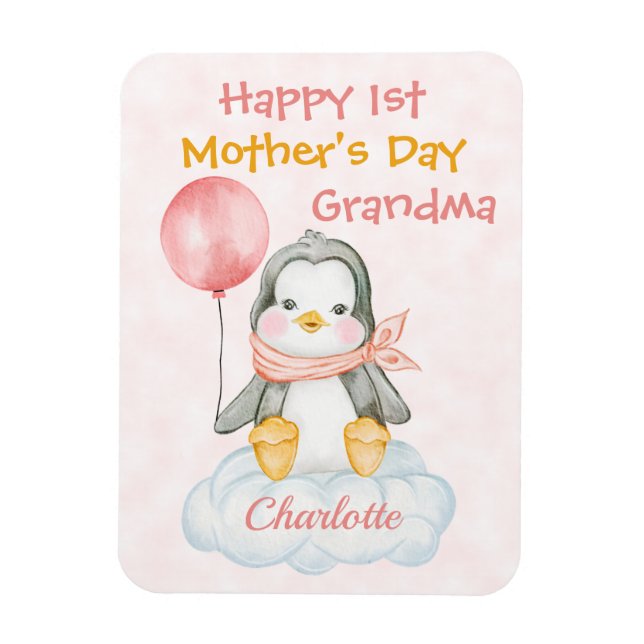 Oma 1. Muttertag Pinguin Pink Magnet (Vertikal)