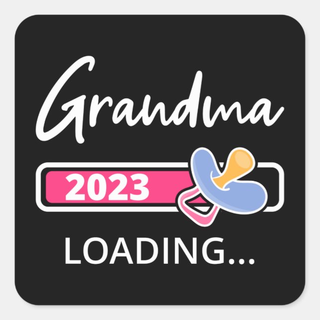 Oma 2023 Ladung I - für Großmutter befördert Quadratischer Aufkleber (Vorderseite)