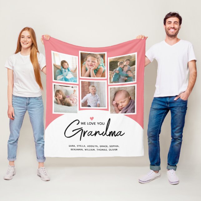 Oma 6 Foto Script Pink Fleece Blanket (Beispiel)