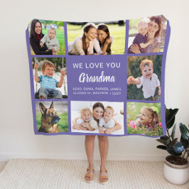 Oma 8 Foto Collage Lila Fleecedecke