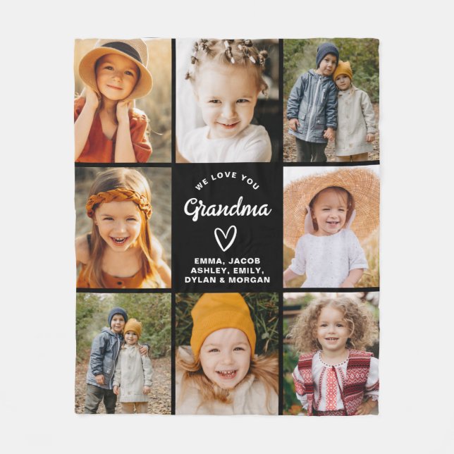 Oma 8-Foto Collage Text Geschenk Personalisiert Fleecedecke (Vorderseite)