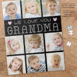 Oma 9 Foto Collage Herz Custom Colors<br><div class="desc">Erstellen Sie ein besonderes Aktivitätsgeschenk und bewahren Sie die stolze Oma, die die Enkel oder Enkel und Familienfotos ihres Enkelkindes mit einem personalisierten Puzzle präsentiert, das eine leicht hochzuladende Collage aus Foto mit 9 Bildern enthält. Der Titel WE LIEBE YOU GRANDMA wurde mit Herz in Ihrer Farbauswahl für bearbeitbare Texte,...</div>