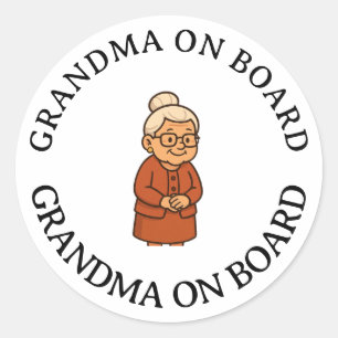 Oma an Bord Runder Aufkleber