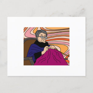 Oma auf dem Knitterhobby-Crocheting Postkarte