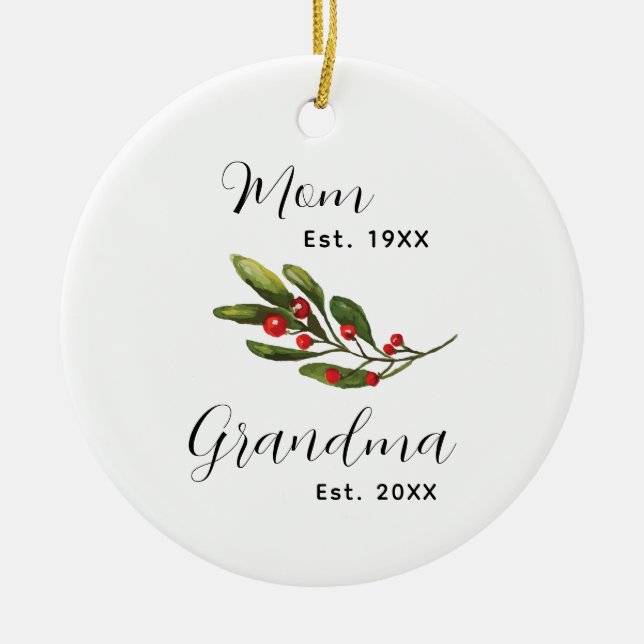 Oma Baby's Foto Weihnachts-Keepake Keramik Ornament (Vorne)