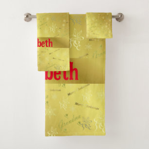 Oma, Badetücher, Set, Weihnachten, Set, Zuhause, Badhandtuch Set