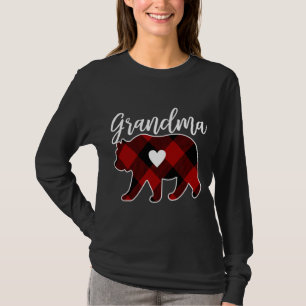 Oma Bear Christmas Buffalo Karierte Dekoration T-Shirt