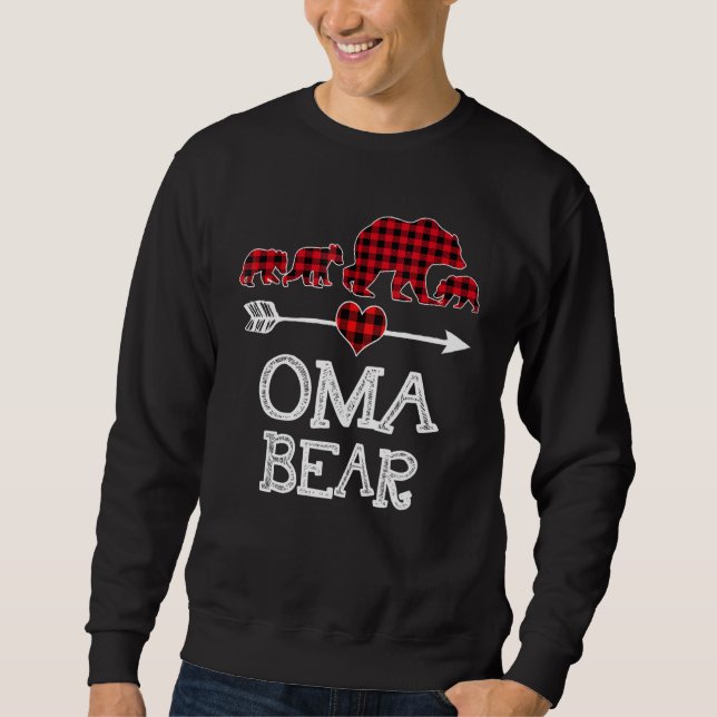 Oma Bear Christmas Pajama Red Kariert Buffalo Fami Sweatshirt (Vorderseite)