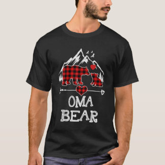Oma Bear Christmas Pajama Red Kariert Buffalo Fami T-Shirt