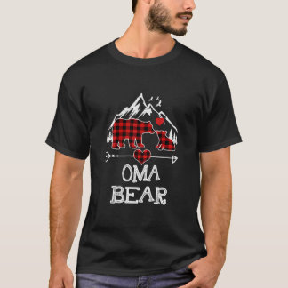 Oma Bear Christmas Pajama Red Kariert Buffalo Fami T-Shirt