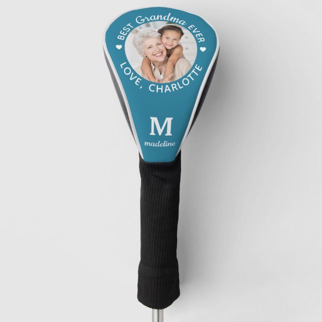 Oma Best Ever Modernes Monogram Custom Foto Golf Headcover (Vorderseite)