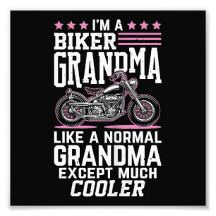 Oma Biker - Motorrad Oma Biker Grandma Fotodruck