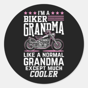 Oma Biker - Motorrad Oma Biker Grandma Runder Aufkleber