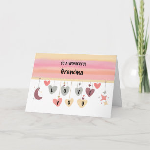 Oma Birthday Liebe Wasserfarbene Sterne des Mondes Karte