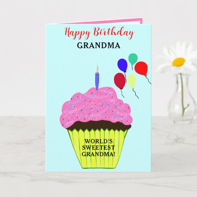 Oma Birthday Pink Cupcake FOTO Karte (Kleine Pflanze)