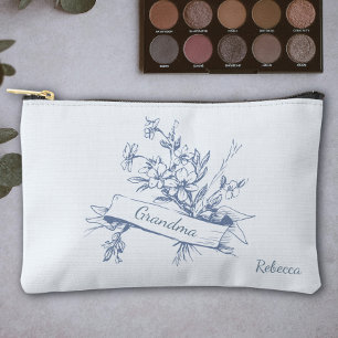 Oma Blau Toile-Blumen-Kosmetik Zubehörtasche
