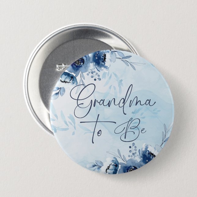 Oma, blau zu sein, ist eine Baby-Dusche Button (Vorne & Hinten)