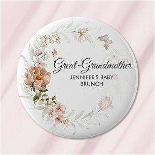 Oma Blush Rosa Blumen Baby Shower/Brunch Button