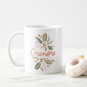 Oma Bright Holly Weihnachts-Rotes Skript Kaffeetasse