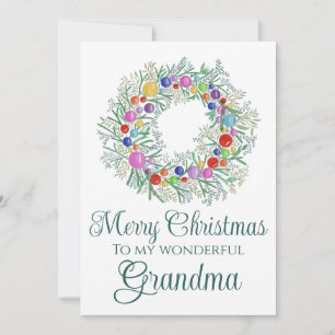 Oma bunter Weihnachtskranz Feiertagskarte