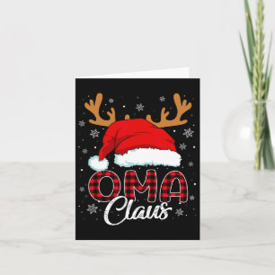 Oma Claus Weihnachtsmannmütze Reindeer Red Kariert Karte