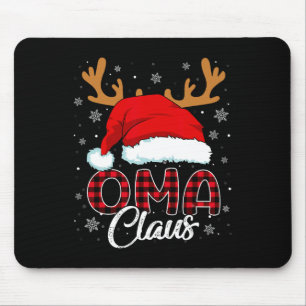 Oma Claus Weihnachtsmannmütze Reindeer Red Kariert Mousepad