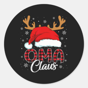 Oma Claus Weihnachtsmannmütze Reindeer Red Kariert Runder Aufkleber