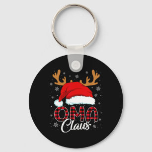 Oma Claus Weihnachtsmannmütze Reindeer Red Kariert Schlüsselanhänger