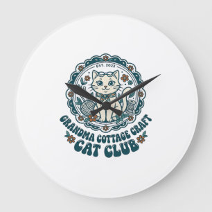 Oma Cottage Craft Katze Haustierliebhaber Shirt Ku Große Wanduhr