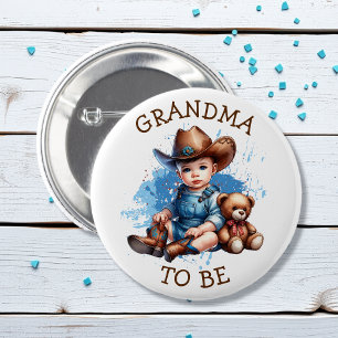 Oma Cowboy und Teddy Bear Babydusche Button