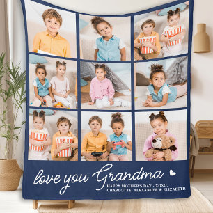 Oma Custom Modern Navy Blue 9 Fotolage Fleecedecke
