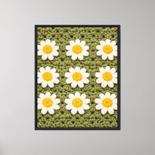Oma Daisy Ästhetik-Häkelmuster Floral Retro Leinwanddruck