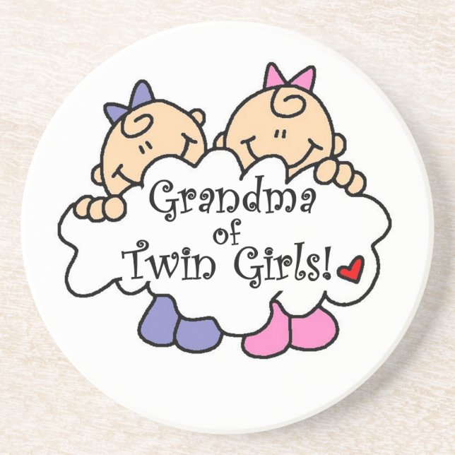 Oma de Twin Girls Geschenke Sandstein Untersetzer (Vorne)