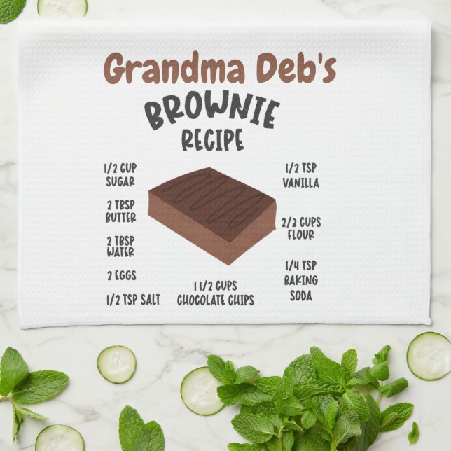 Oma Deb's Brownie-Rezept Geschirrtuch (Gefaltet)