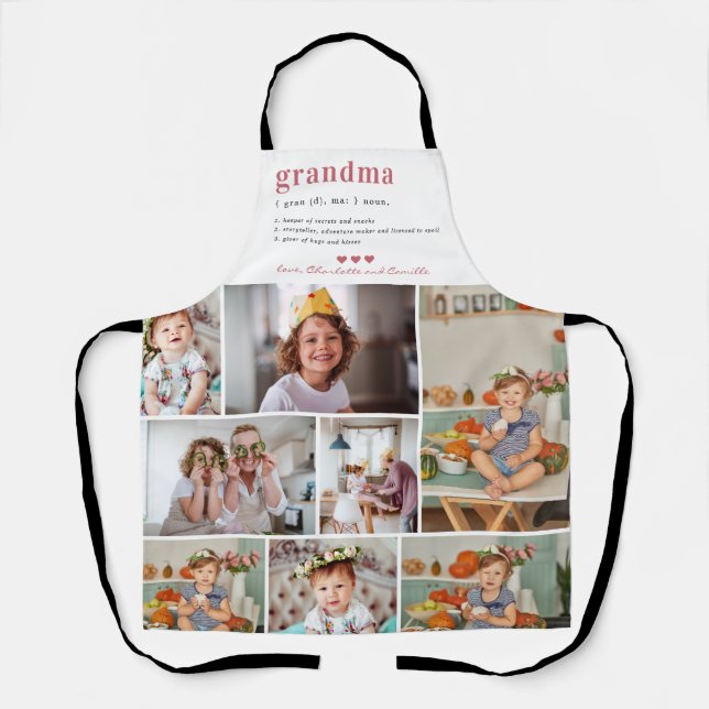 Oma Definition | 8 FOTO PERSONALISIERT Schürze (Vorderseite)